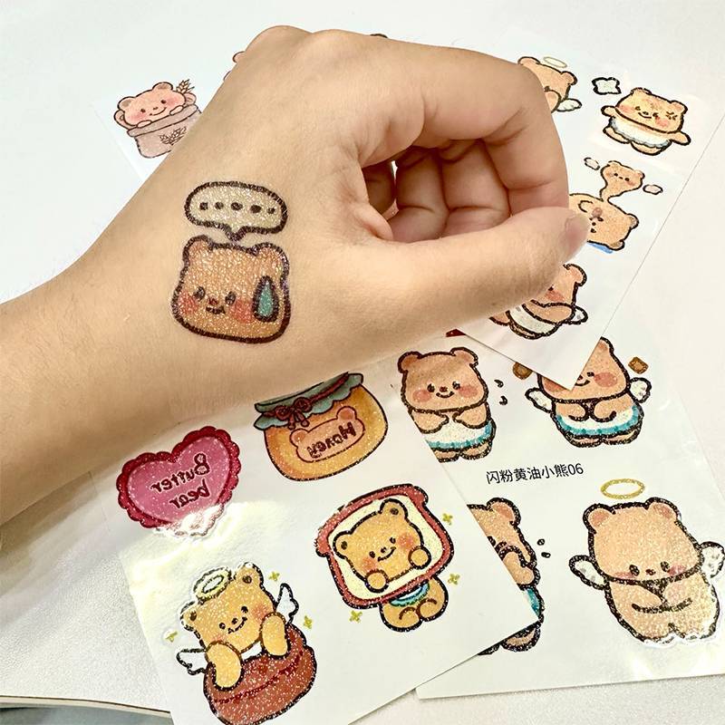 Butter Bear Glitter Temporary  - Badminton Meme review and price