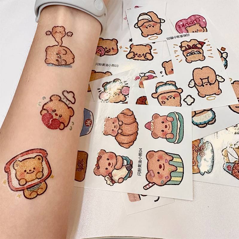 Butter Bear Glitter Temporary  - Badminton Meme review and price