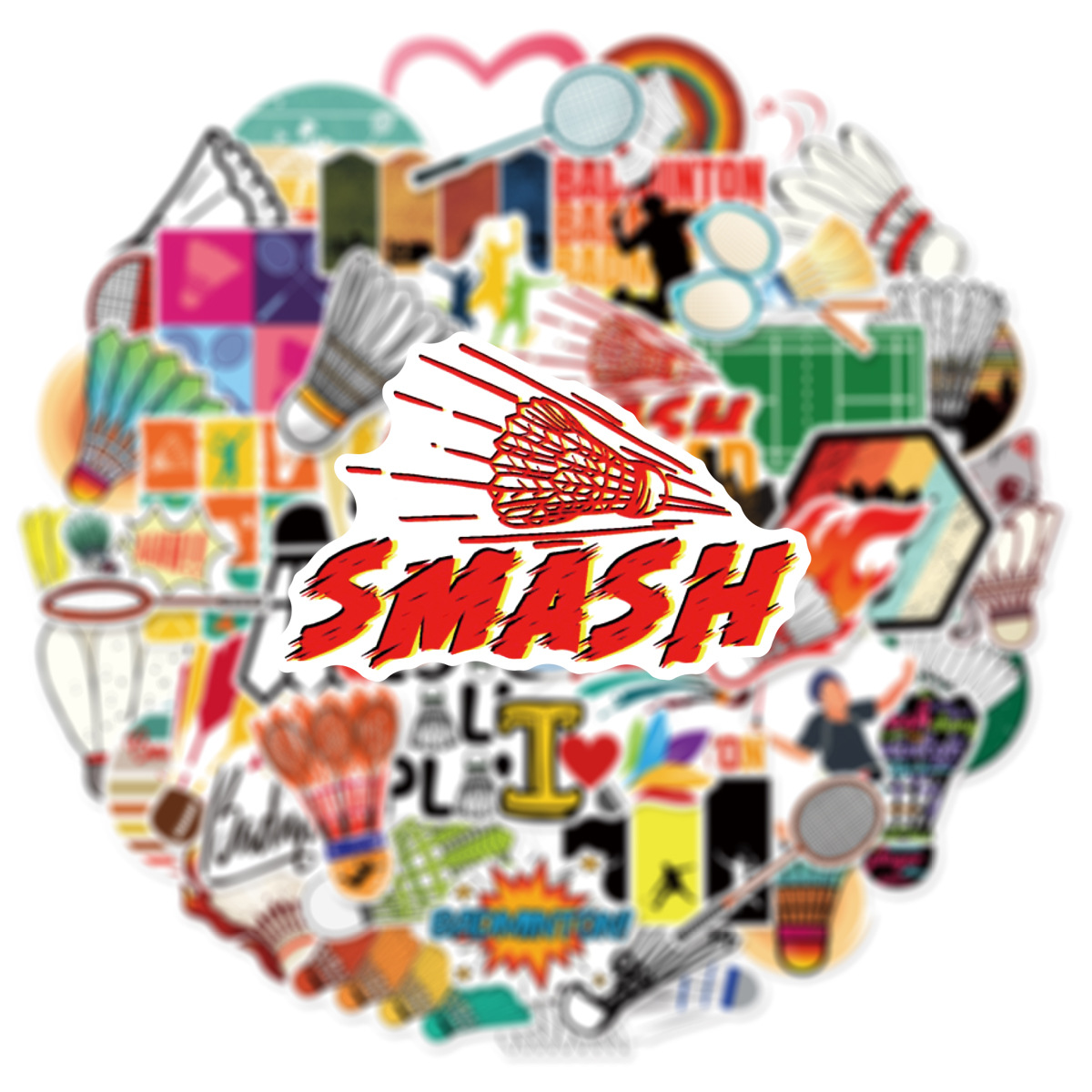 50PCS Funny Sports Graffiti St - Badminton Emoji review and price